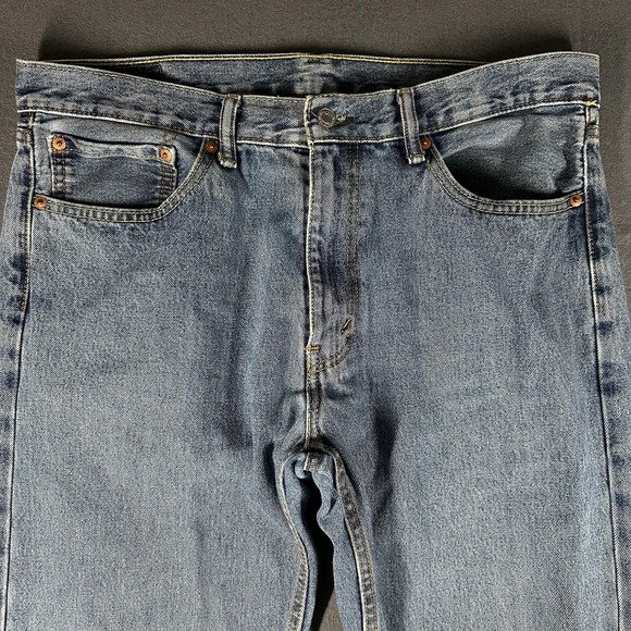 Levis 505 Jeans Mens 36x32 Blue Denim Regular Fit Straight Leg Zip Fly Classic - Picture 3 of 14